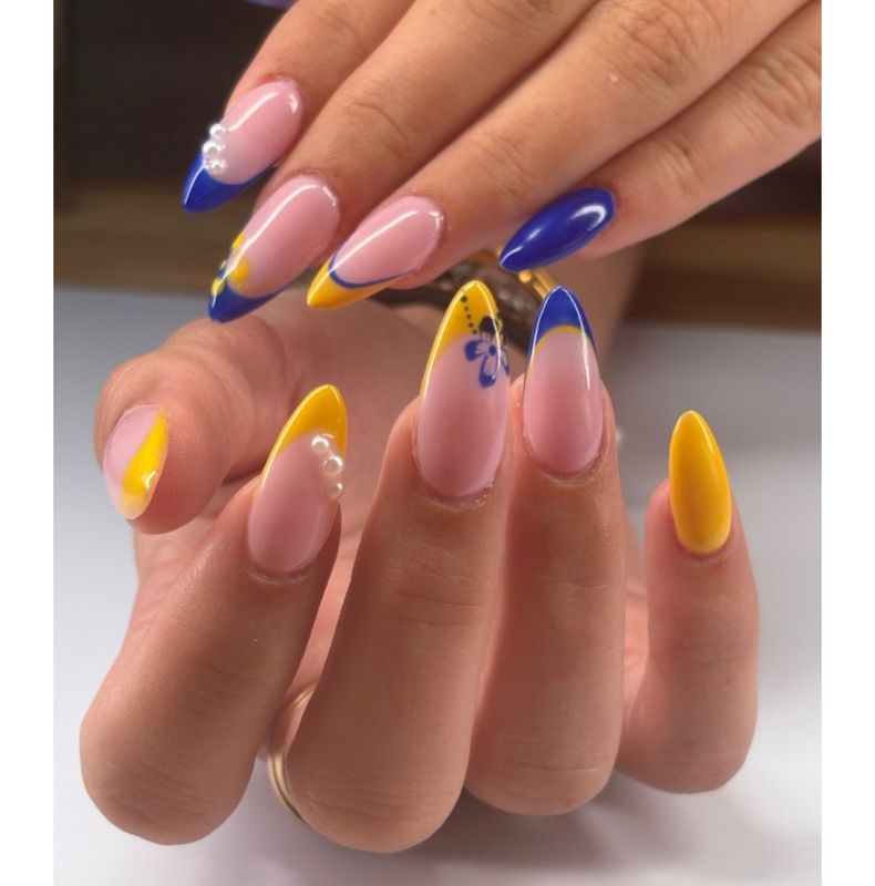 French bicolore bleu & jaune